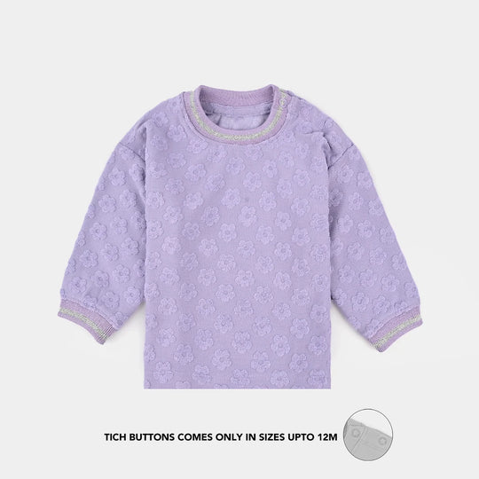 Infant Girls Jacquard T-Shirt F/S LILAC FLOWER FABRIC - Purple