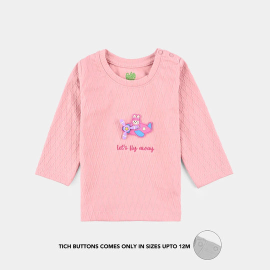 Infant Girls Jacquard T-Shirt F/S LETS FLY AWAY-Peach