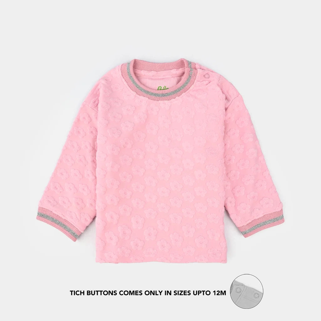 Infant Girls Jacquard T-Shirt F/S FLOWER FABRIC - Pink
