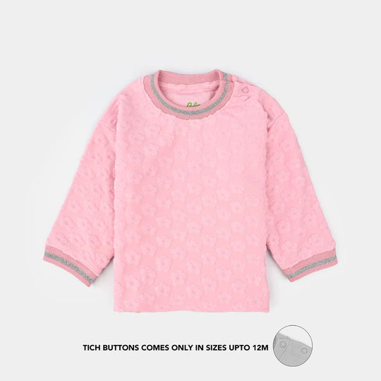 Infant Girls Jacquard T-Shirt F/S FLOWER FABRIC - Pink