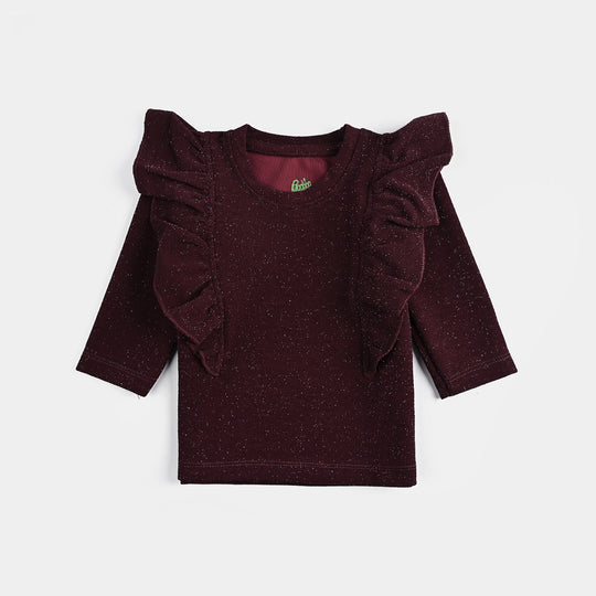 Infant Girls Microfiber Jersey T-Shirt F/S MAROON LUREX
