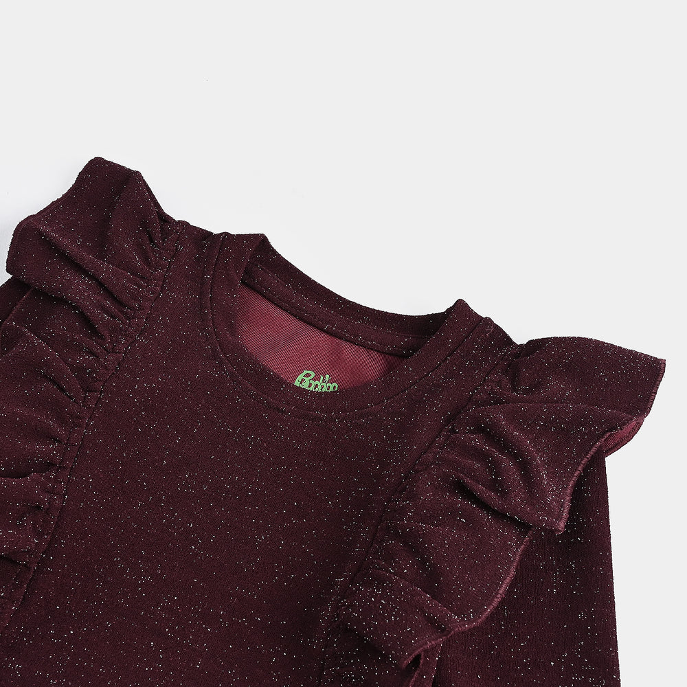 Infant Girls Microfiber Jersey T-Shirt F/S MAROON LUREX