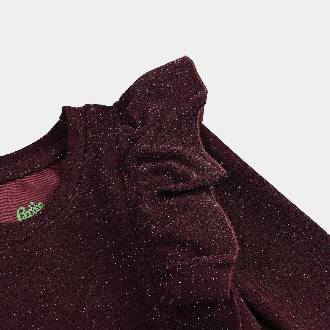 Infant Girls Microfiber Jersey T-Shirt F/S MAROON LUREX