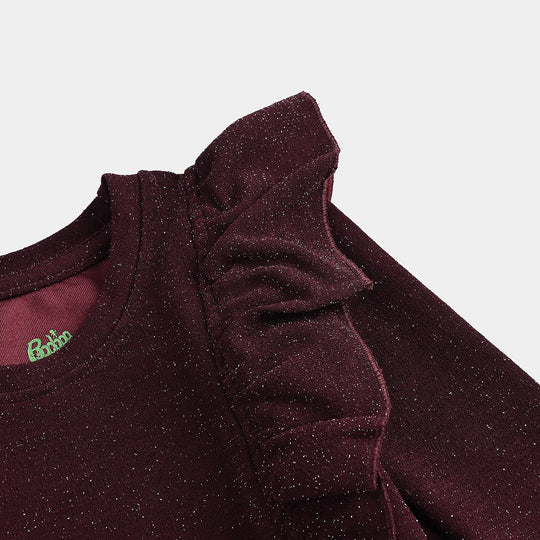 Infant Girls Microfiber Jersey T-Shirt F/S MAROON LUREX
