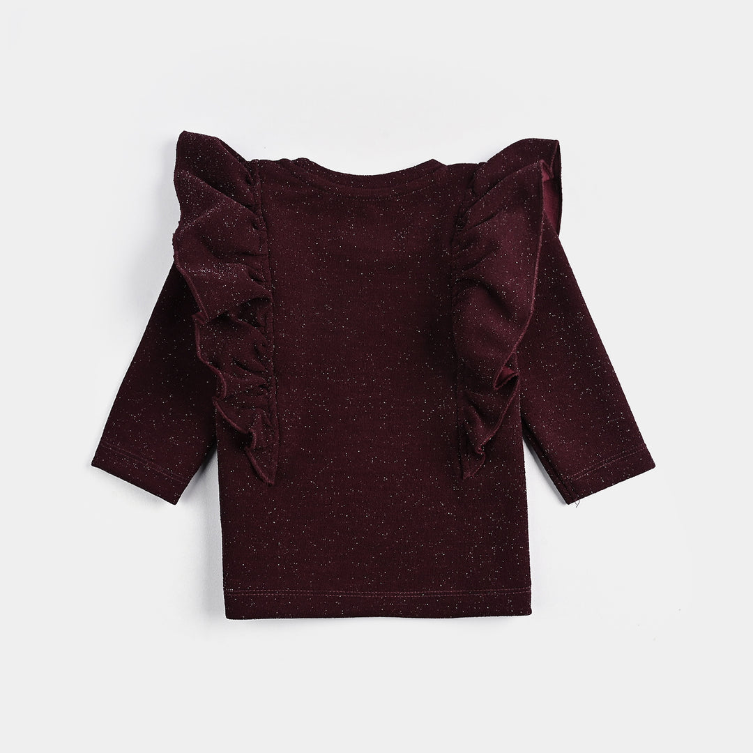 Infant Girls Microfiber Jersey T-Shirt F/S MAROON LUREX