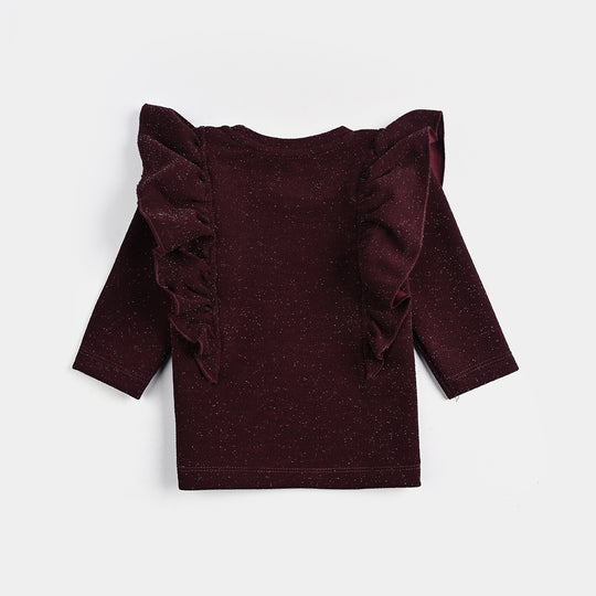Infant Girls Microfiber Jersey T-Shirt F/S MAROON LUREX