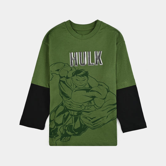 Boys Jersey/Terry T-Shirt F/S-Olive Green