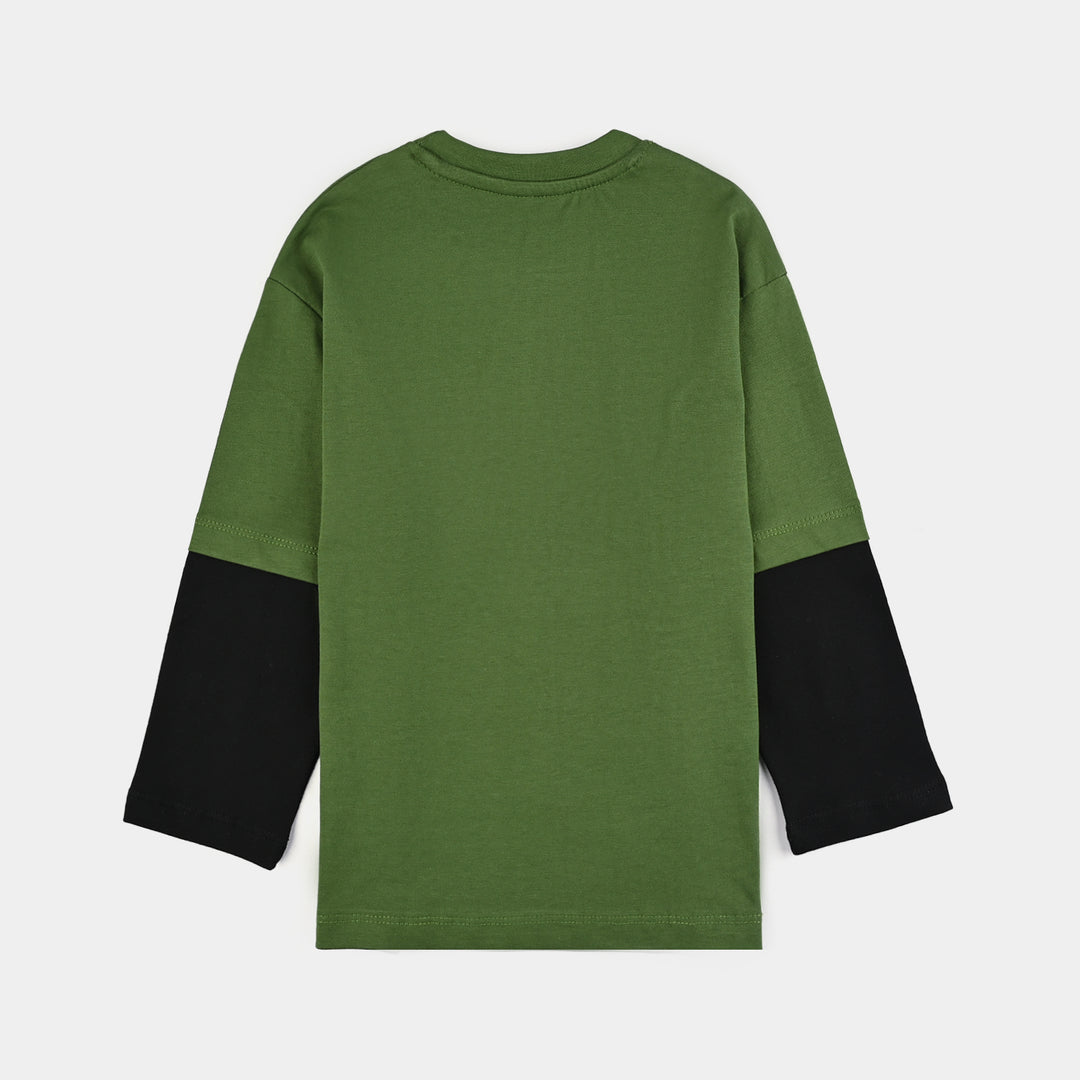 Boys Jersey/Terry T-Shirt F/S-Olive Green