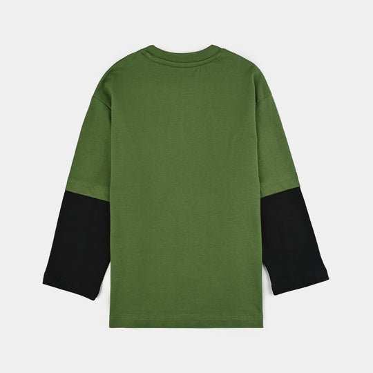 Boys Jersey/Terry T-Shirt F/S-Olive Green
