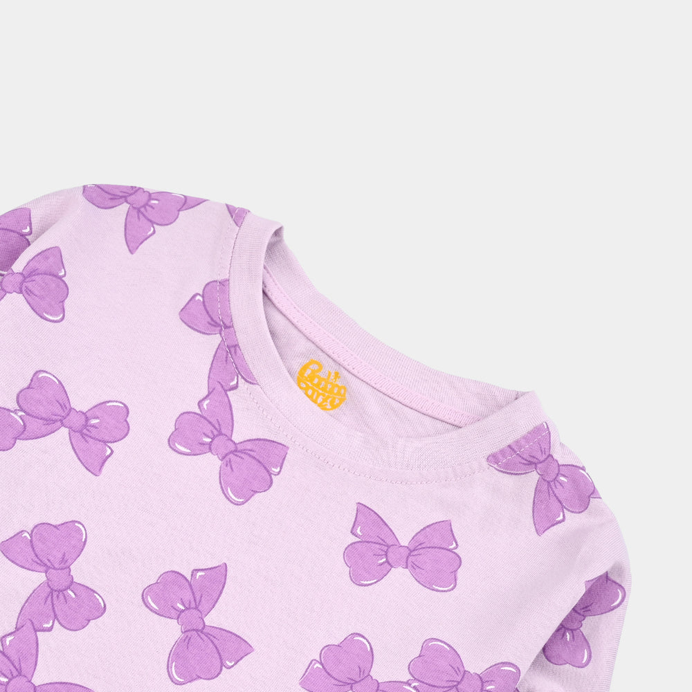 Girls Jersey/Terry T-Shirt F/S BOWS