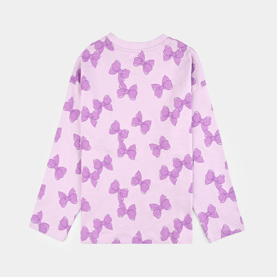 Girls Jersey/Terry T-Shirt F/S BOWS