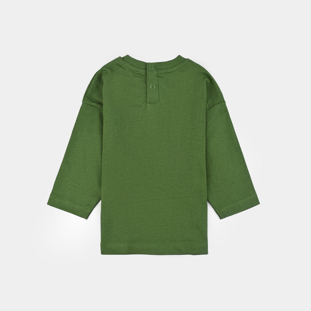 Infant Boys Jersey/Terry T-Shirt F/S SKILLS ON WHEEL BEAR-Olive Green