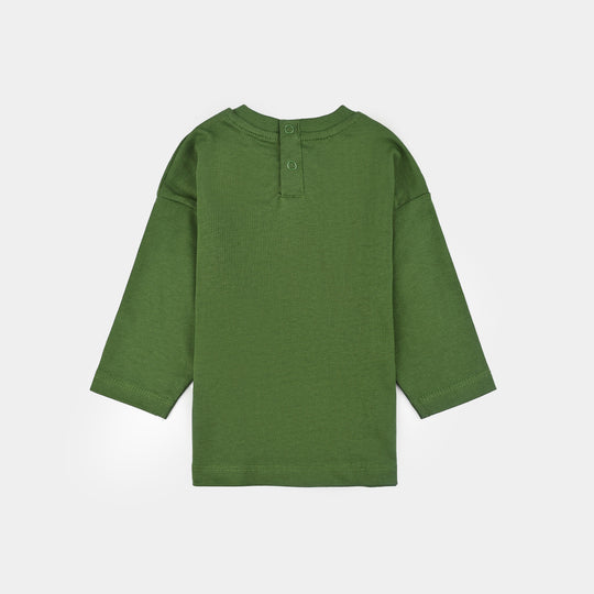 Infant Boys Jersey/Terry T-Shirt F/S SKILLS ON WHEEL BEAR-Olive Green