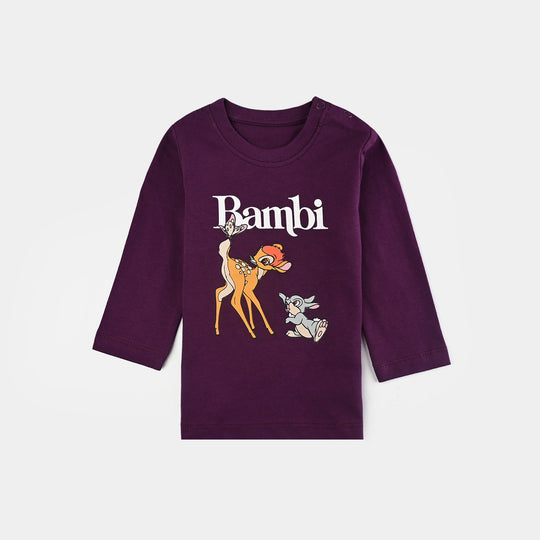 Infant Girls Jersey/Terry T-Shirt F/S BAMBI-Dark Purple
