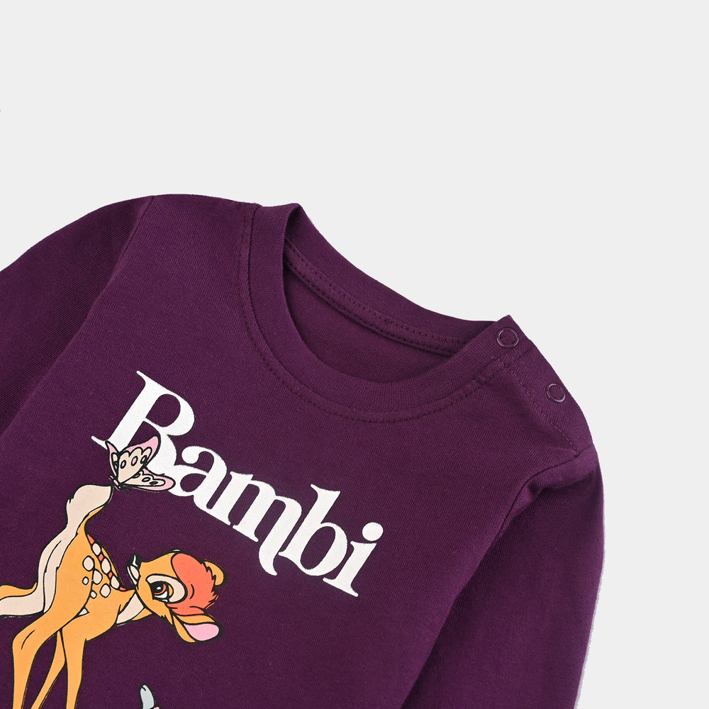 Infant Girls Jersey/Terry T-Shirt F/S BAMBI-Dark Purple