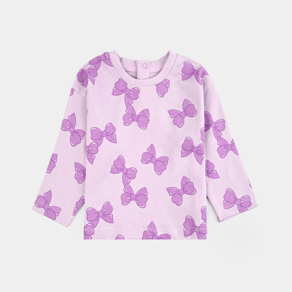 Infant Girls Jersey/Terry T-Shirt F/S BOWS