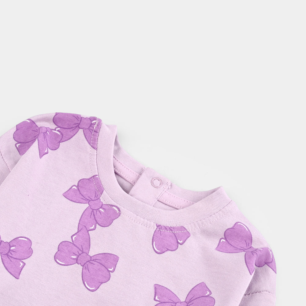 Infant Girls Jersey/Terry T-Shirt F/S BOWS