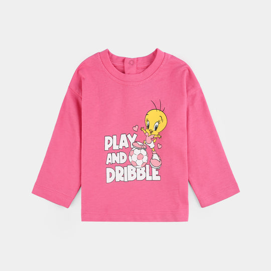 Infant Girls Jersey/Terry T-Shirt F/S PLAY AND DRIBBLE-Pink