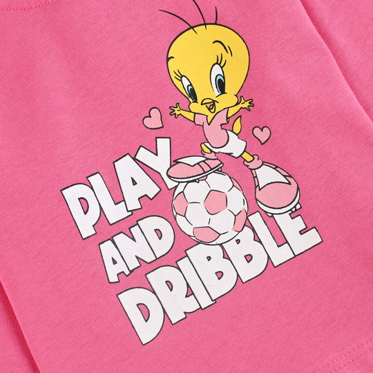 Infant Girls Jersey/Terry T-Shirt F/S PLAY AND DRIBBLE-Pink