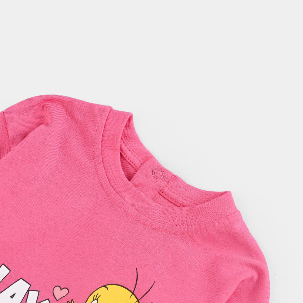 Infant Girls Jersey/Terry T-Shirt F/S PLAY AND DRIBBLE-Pink