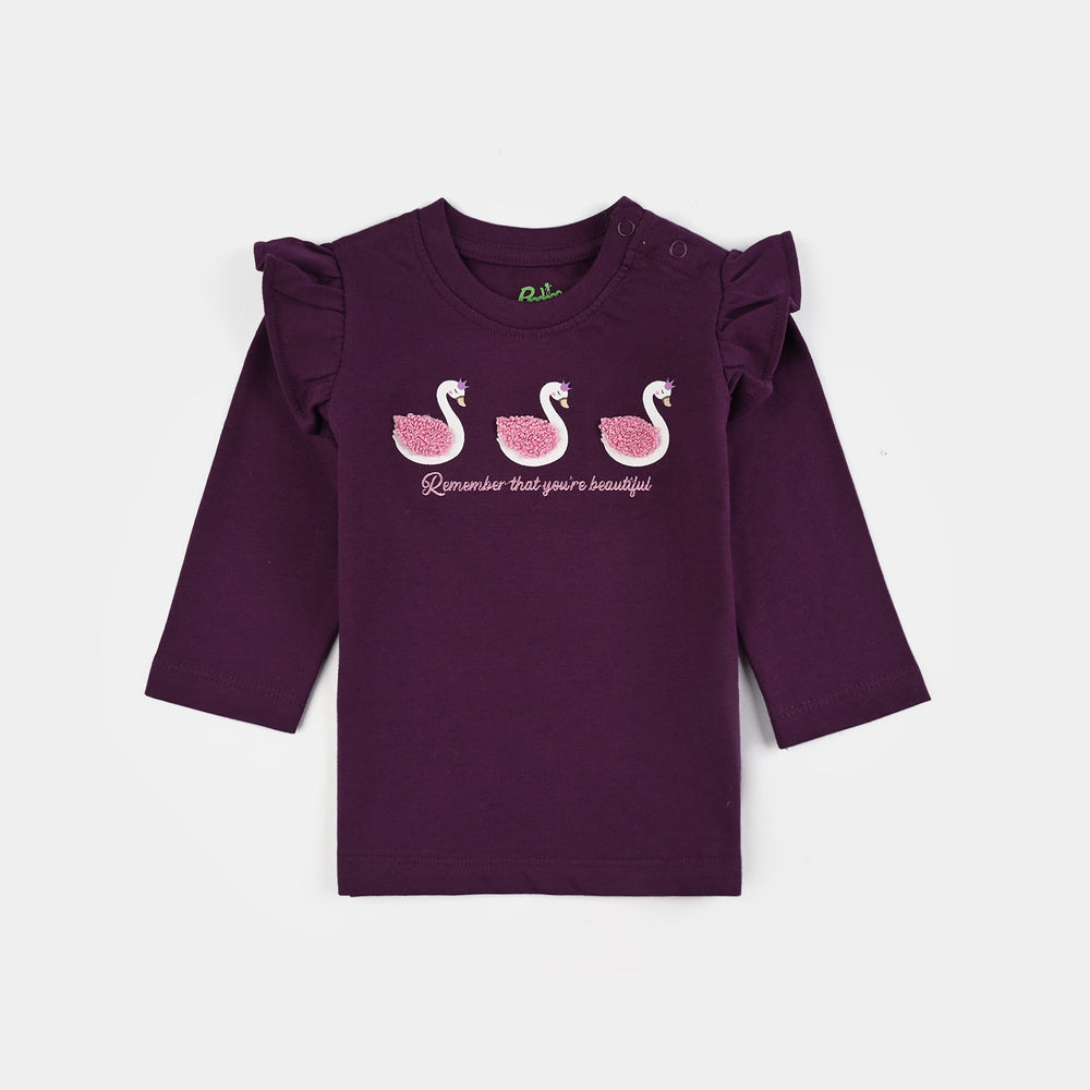 Infant Girls Jersey/Terry T-Shirt F/S YOU ARE BEAUTIFUL-Dark Purple