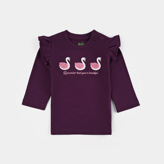 Infant Girls Jersey/Terry T-Shirt F/S YOU ARE BEAUTIFUL-Dark Purple