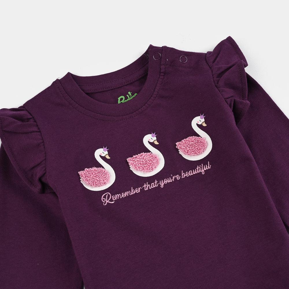 Infant Girls Jersey/Terry T-Shirt F/S YOU ARE BEAUTIFUL-Dark Purple