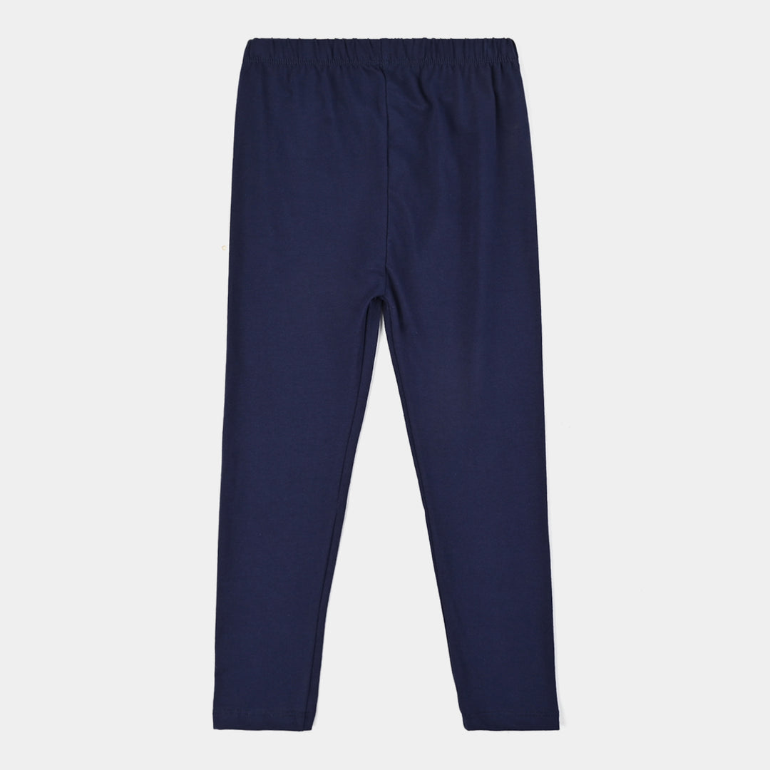 Girls Jersey/Terry Tights-NAVY
