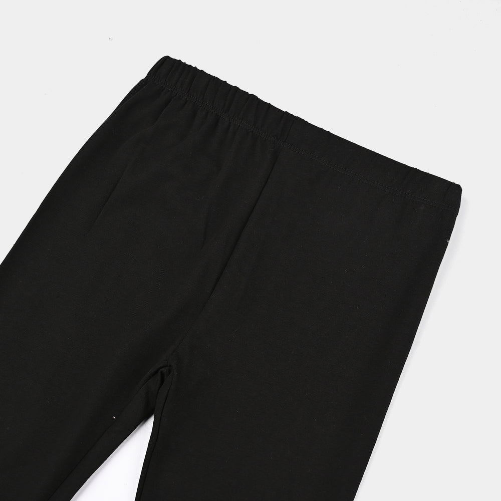 Girls Jersey/Terry Tights-BLACK