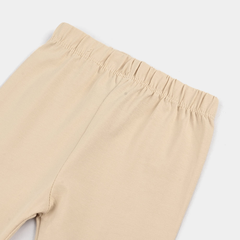 Infant Girls Jersey/Terry Tights Brown-Wood.Ash