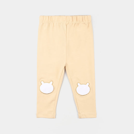 Infant Girls Jersey/Terry Emb Tights Bear-Wood.Ash