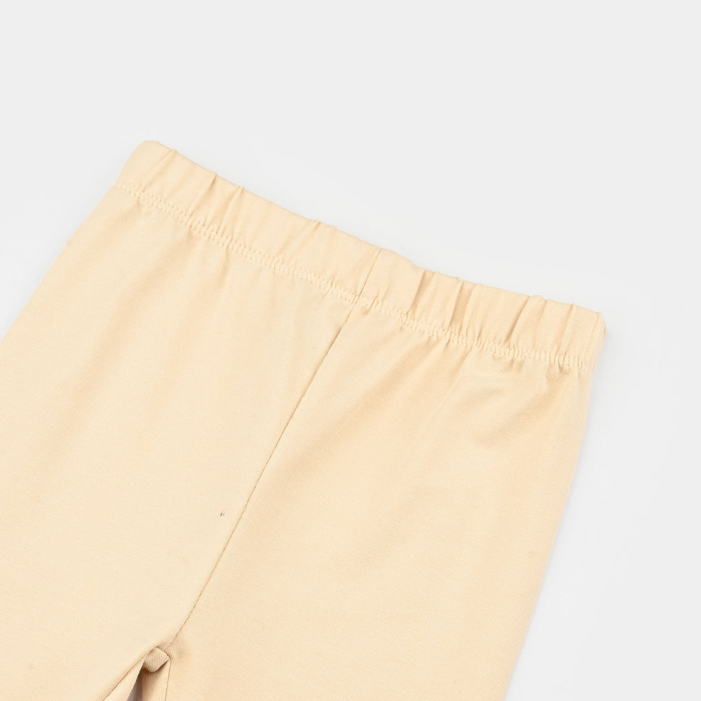 Infant Girls Jersey/Terry Emb Tights Bear-Wood.Ash