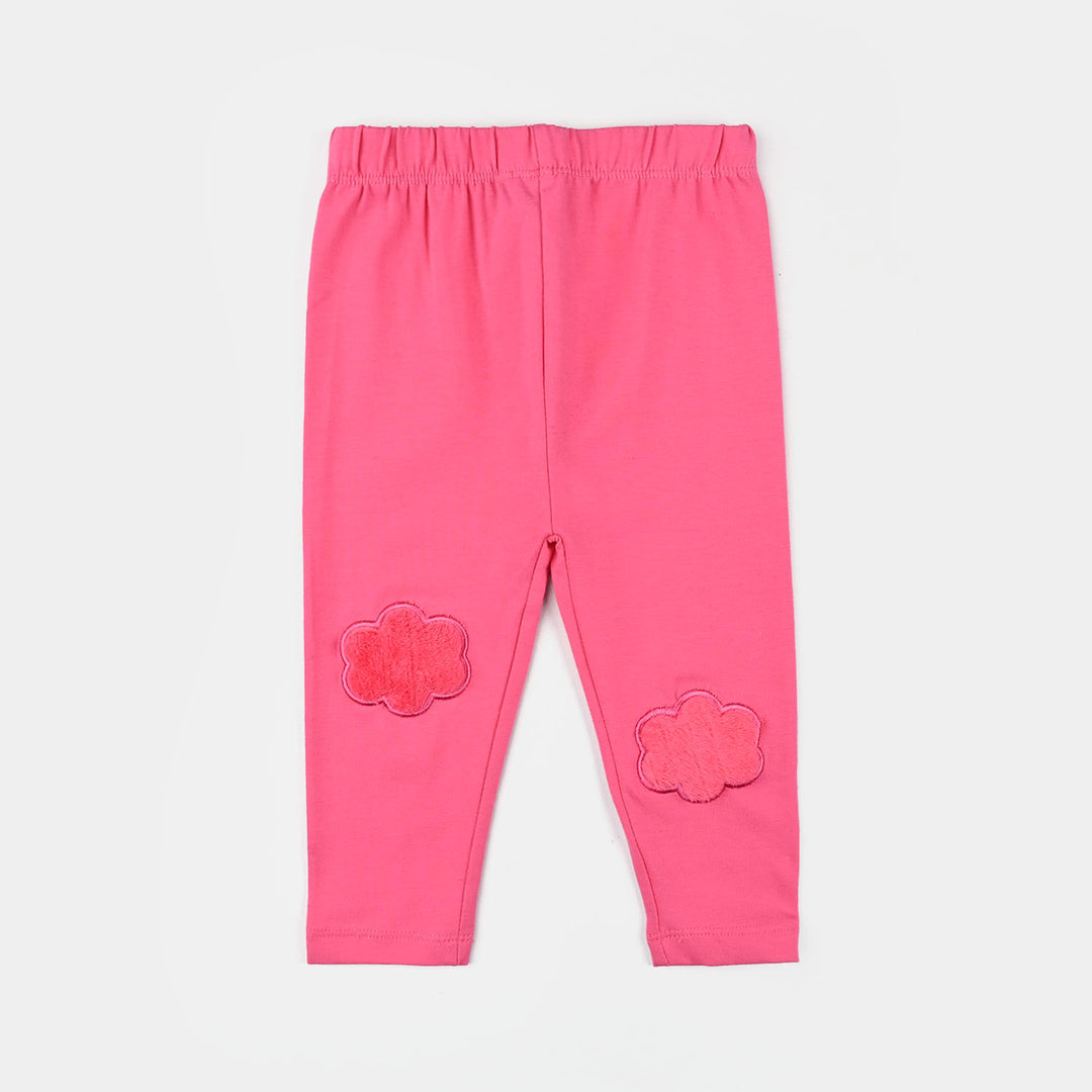 Infant Girls Jersey/Terry Emb Tights Cloud-Pink