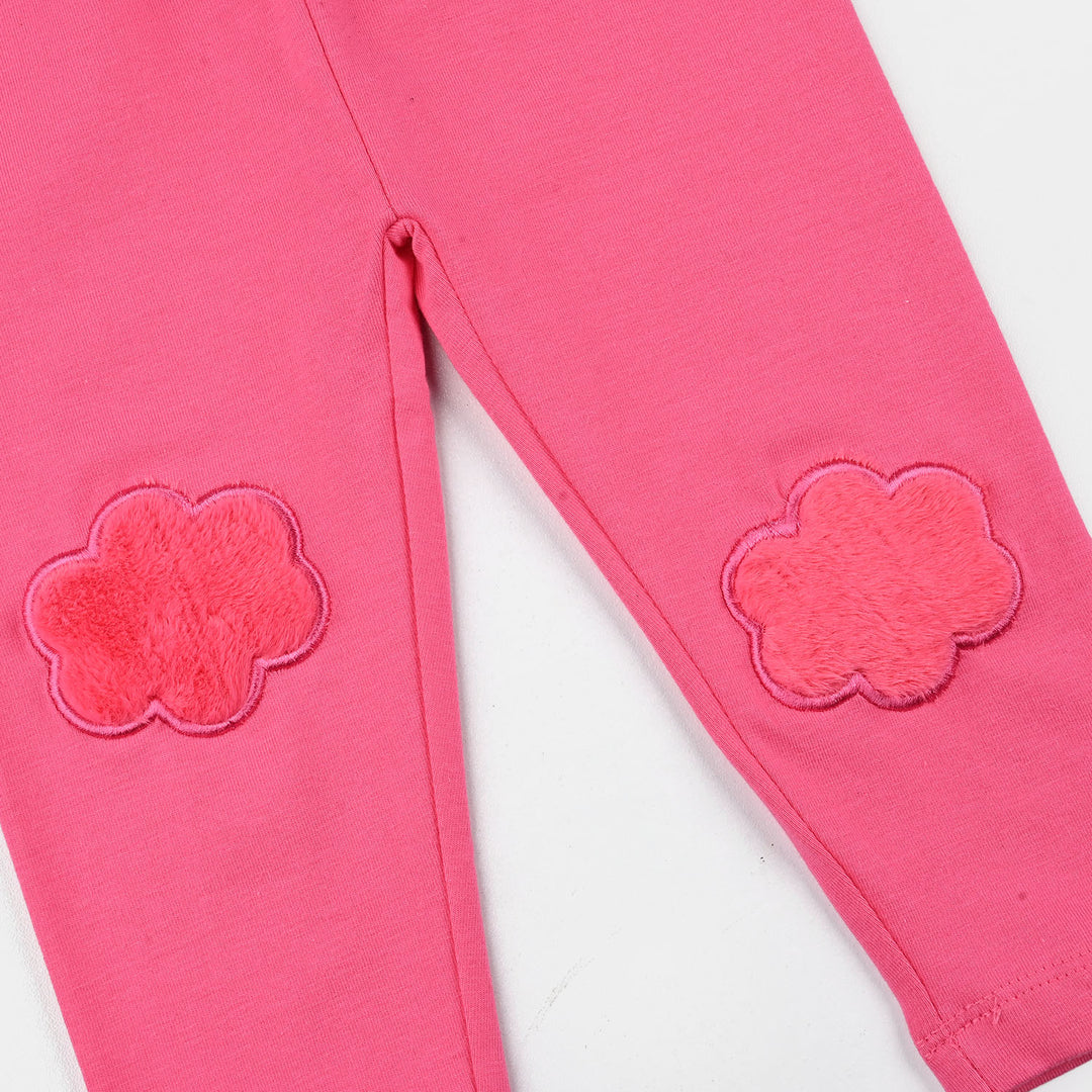 Infant Girls Jersey/Terry Emb Tights Cloud-Pink