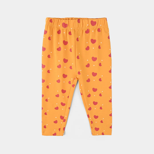 Infant Girls Jersey/Terry Printed Tights HEARTS REPEAT-Yellow