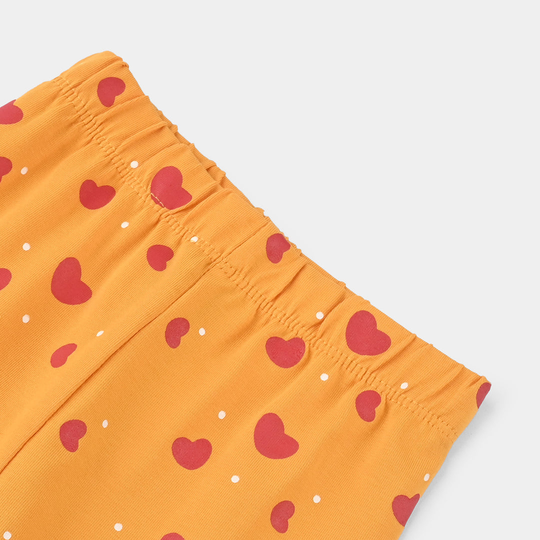 Infant Girls Jersey/Terry Printed Tights HEARTS REPEAT-Yellow