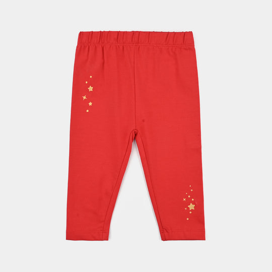 Infant Girls Jersey/Terry Printed Tights STARS-Chine .Red