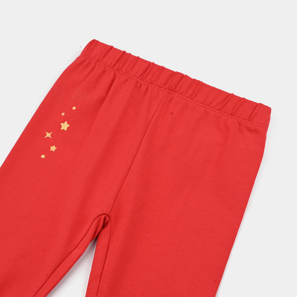 Infant Girls Jersey/Terry Printed Tights STARS-Chine .Red