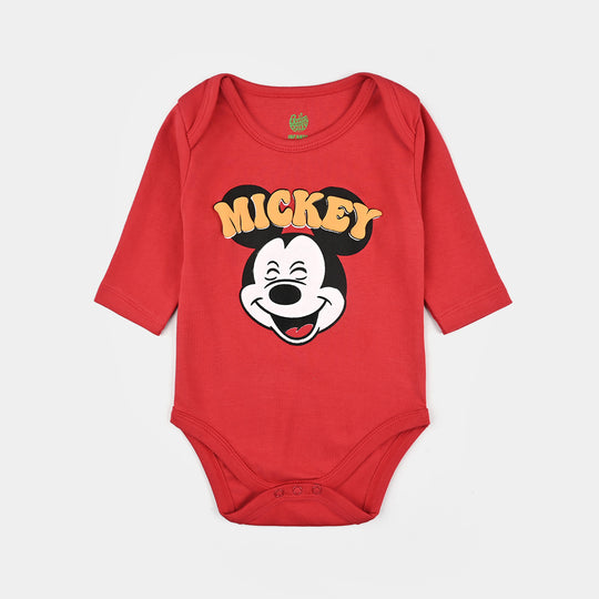 Infant Boys Cotton Interlock Basic Romper Character-Red