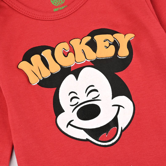 Infant Boys Cotton Interlock Basic Romper Character-Red