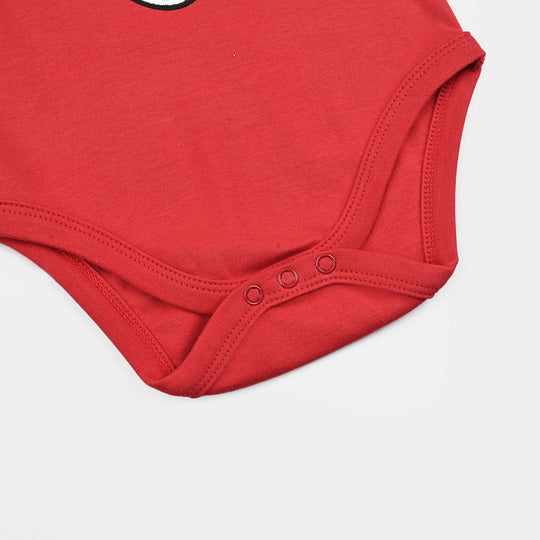Infant Boys Cotton Interlock Basic Romper Character-Red