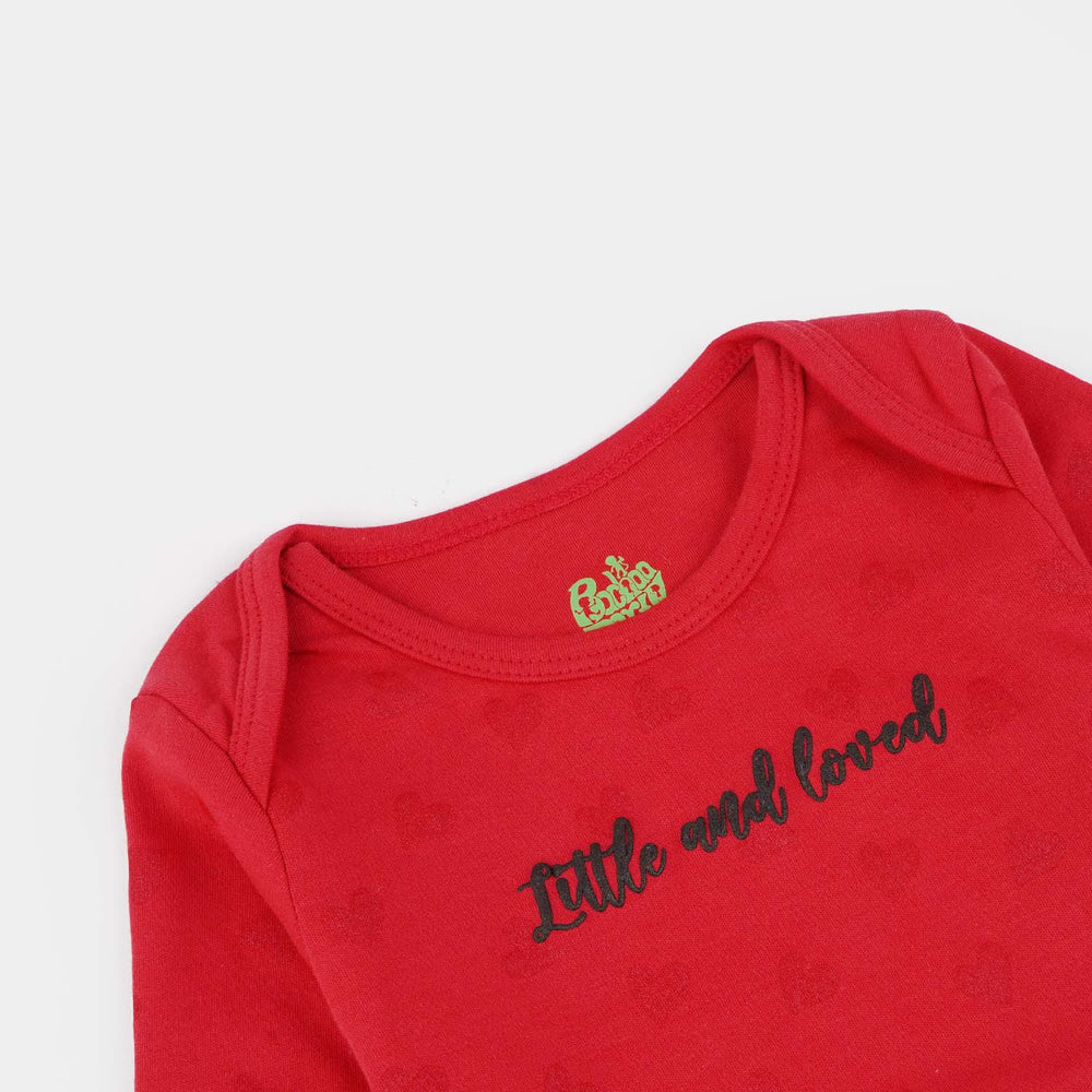 Infant Basic Romper Girls Cotton Interlock LITTLE AND LOVED-Red