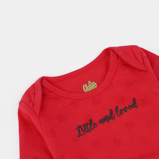 Infant Basic Romper Girls Cotton Interlock LITTLE AND LOVED-Red