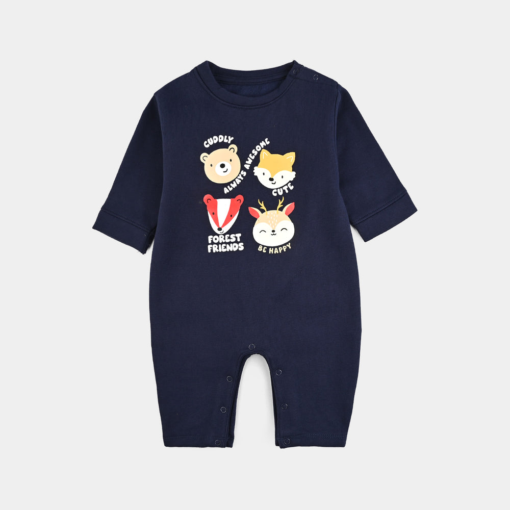 Infant Boys Fleece Romper - Navy