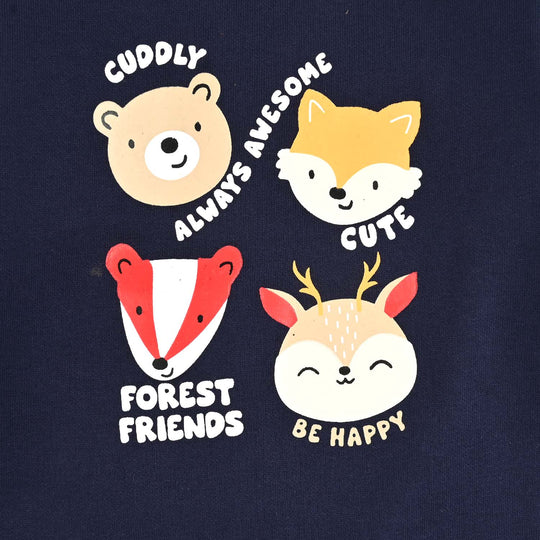 Infant Boys Fleece Romper FOREST FRIENDS-NAVY