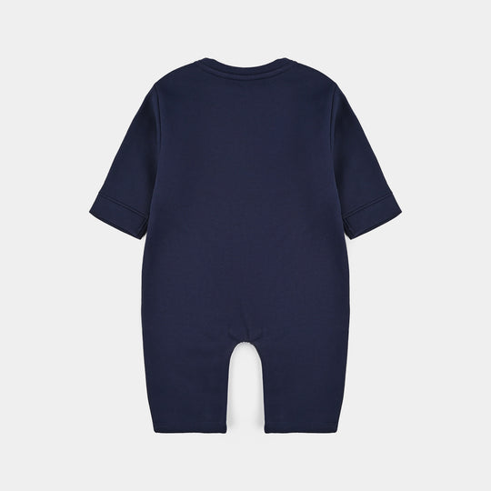 Infant Boys Fleece Romper FOREST FRIENDS-NAVY