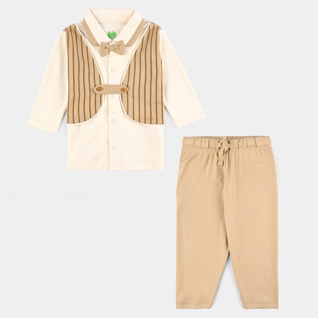 Infant Boys Cotton Interlock Suit BROWN CHIC SUIT