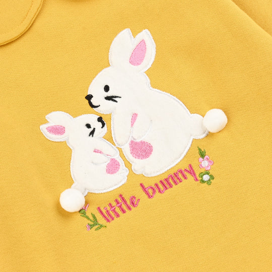 Infant Girls Fleece Romper LITTLE BUNNY-Yellow