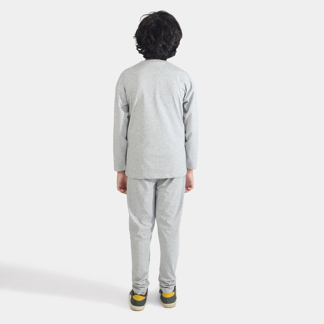Boys Poly Cotton Jersey Night Wear - GREY