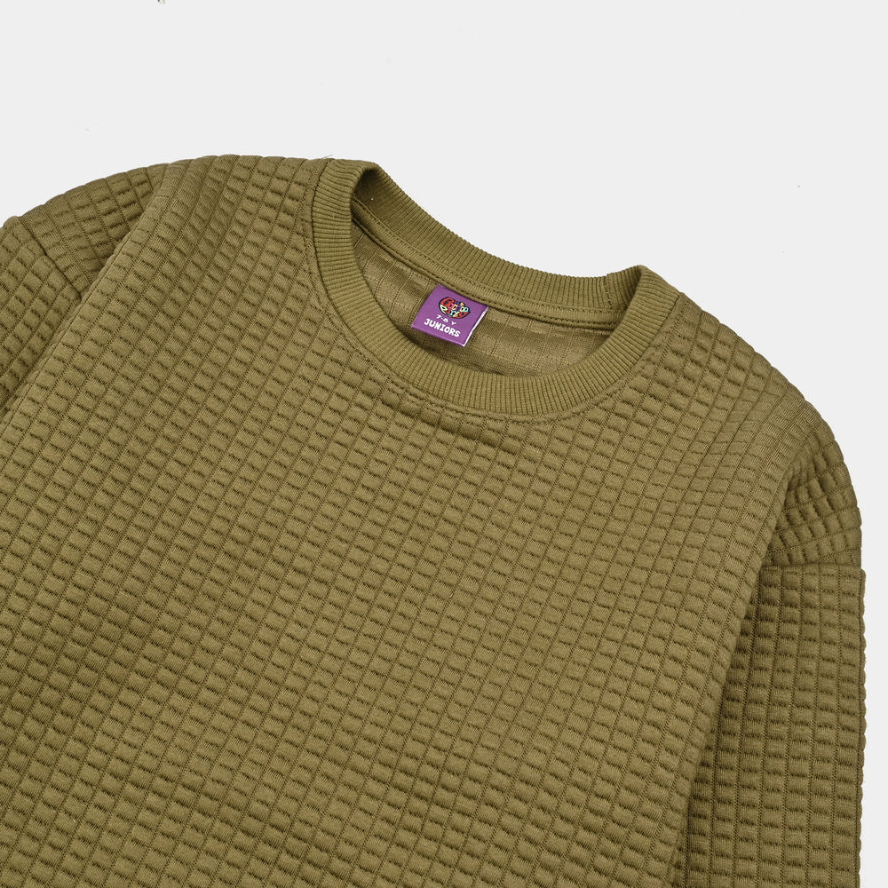 Boys Quilted Sweatshirt THE ADVENTURE BEGINS-GREEN
